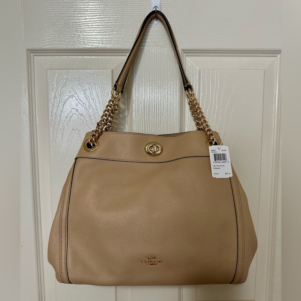 Coach Pebble Leather Eddie Shoulder Bag in Light Beechwood Color